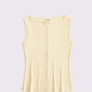 Abercrombie & Fitch Yellow Ribbed Fitted Tank Top